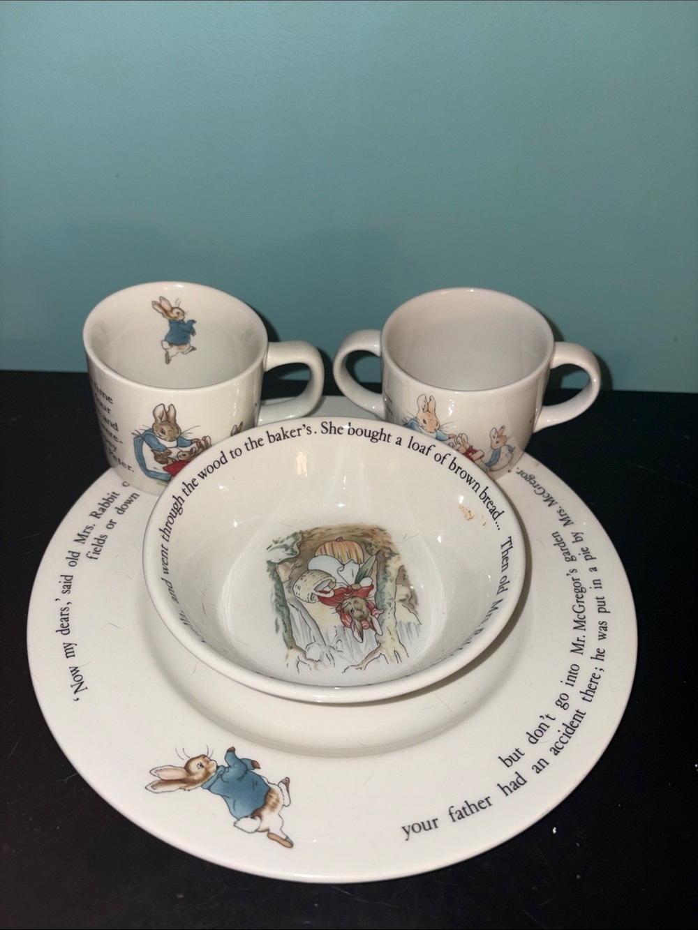 Wedgwood Peter Rabbit White Ceramic Dinnerware Set - 4 Piece